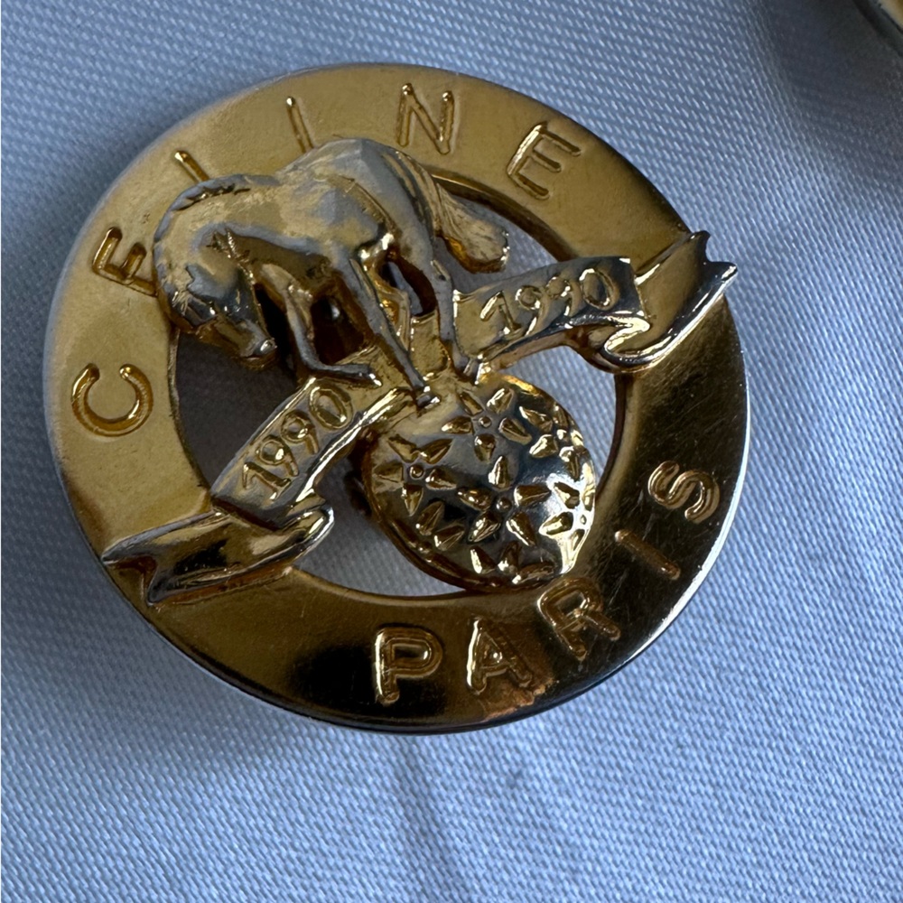 Céline Rare 1990 Anniversary Horse Medallion Clip-On Earrings - Picture 9 of 11